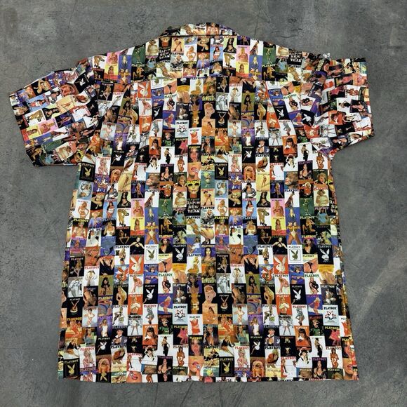 Playboy Shirt Men Size Large All Over Collage Cover Magazine Centerfold - Picture 9 of 14